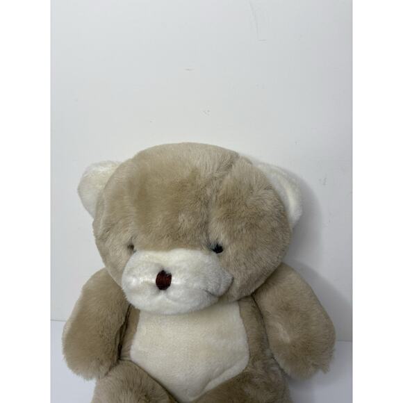 Vintage Yangjee Teddy Bear Plush Beige Tan 14 Inch White Paws Ears Snot - Picture 2 of 10